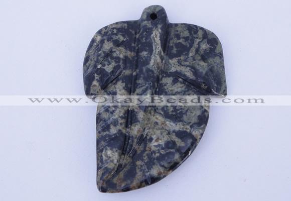 NGP638 5pcs 5*38*52mm leaf kambaba jasper gemstone pendants