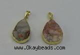 NGP6390 20*30mm - 25*30mm flat teardrop druzy agate pendants