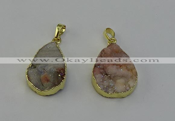 NGP6390 20*30mm - 25*30mm flat teardrop druzy agate pendants