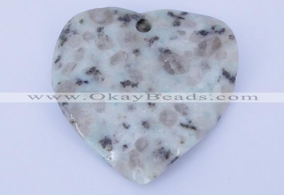 NGP642 5pcs 50*50mm heart kiwi stone pendants jewelry wholesale