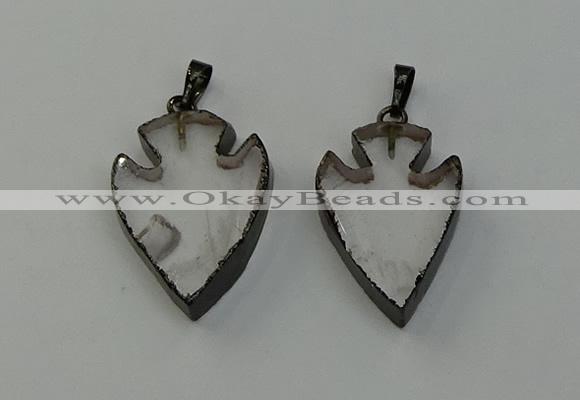 NGP6450 22*28mm - 25*35mm arrowhead white crystal pendants