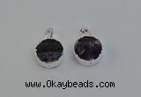 NGP6493 20mm - 22mm coin druzy amethyst pendants wholesale