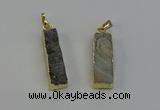 NGP6497 9*35mm - 10*30mm rectangle plated druzy agate pendants