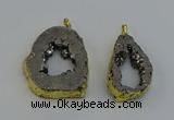 NGP6506 30*40mm - 35*45mm freeform plated druzy agate pendants