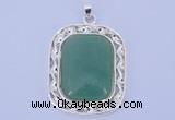 NGP652 5pcs 38*40mm rectangle brass with green aventurine pendants