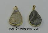 NGP6550 25*35mm - 25*40mm teardrop plated druzy agate pendants