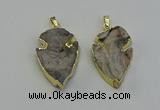 NGP6552 25*35mm - 26*40mm arrowhead druzy agate pendants