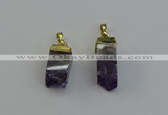 NGP6557 10*20mm - 11*30mm sticks druzy amethyst pendants