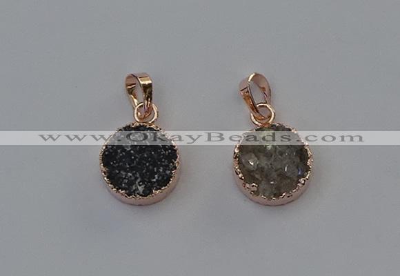 NGP6600 15mm - 16mm coin druzy agate gemstone pendants