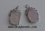 NGP6629 18*25mm faceted oval rose quartz gemstone pendants