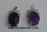 NGP6631 18*25mm faceted oval amethyst gemstone pendants