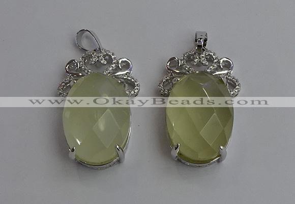 NGP6633 18*25mm faceted oval lemon quartz gemstone pendants