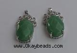 NGP6638 18*25mm faceted oval green aventurine gemstone pendants