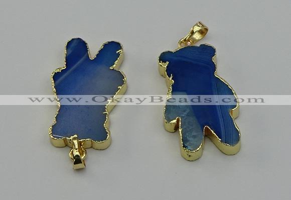 NGP6663 22*38mm Animal or V-shaped agate gemstone pendants