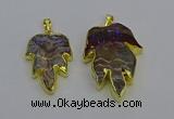 NGP6689 25*30mm - 30*40mm leaf agate gemstone pendants wholesale