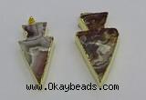 NGP6695 20*40mm - 25*45mm arrowhead agate gemstone pendants