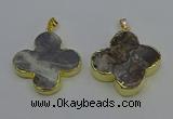 NGP6697 35*35mm - 40*40mm flower agate gemstone pendants