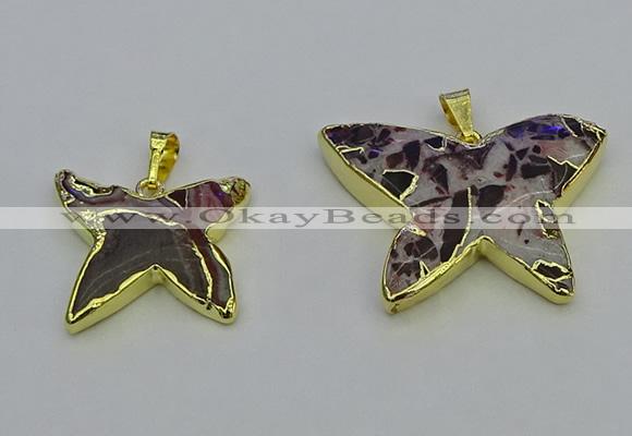 NGP6699 20*25mm - 30*40mm butterfly agate gemstone pendants