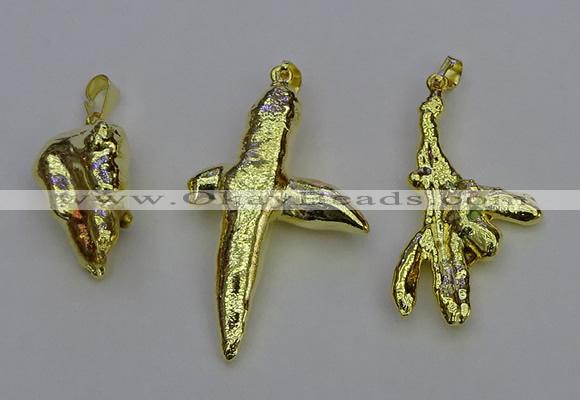 NGP6714 10*25mm - 20*45mm freeform gold plated pearl pendants