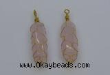 NGP6731 13*40mm sticks rose quartz gemstone pendants wholesale