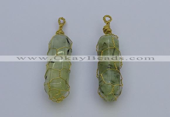 NGP6741 13*40mm sticks green rutilated quartz gemstone pendants