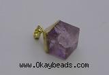 NGP6765 15*22mm cube light amethyst gemstone pendants wholesale