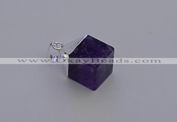 NGP6786 15*22mm cube amethyst gemstone pendants wholesale