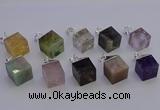 NGP6799 15*22mm cube mixed gemstone pendants wholesale