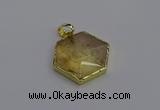 NGP6803 24*25mm hexagon citrine gemstone pendants wholesale