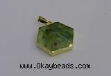 NGP6810 24*25mm hexagon green qutilated quartz pendants wholesale