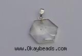 NGP6820 24*25mm hexagon white crystal gemstone pendants wholesale