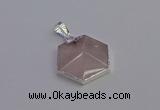 NGP6821 24*25mm hexagon rose quartz gemstone pendants wholesale