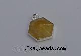 NGP6823 24*25mm hexagon citrine gemstone pendants wholesale