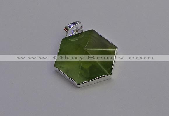 NGP6830 24*25mm hexagon green qutilated quartz pendants wholesale