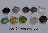 NGP6839 24*25mm hexagon mixed gemstone pendants wholesale