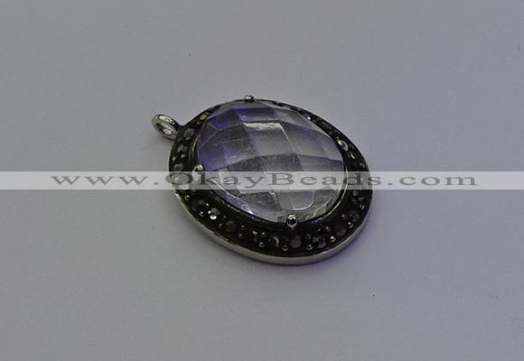 NGP6858 20*25mm oval white crystal pendants wholesle