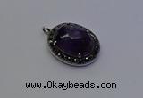 NGP6862 20*25mm oval amethyst gemstone pendants wholesle