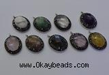 NGP6878 20*25mm oval mixed gemstone pendants wholesle