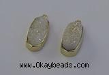 NGP6906 10*22mm - 12*25mm freeform plated druzy quartz pendants