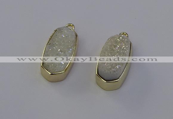 NGP6906 10*22mm - 12*25mm freeform plated druzy quartz pendants