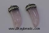 NGP6973 12*40mm - 15*45mm horn rose quartz pendants wholesale