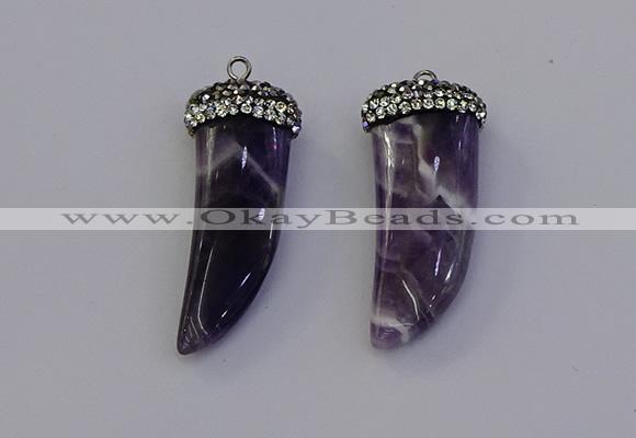 NGP6975 12*40mm - 15*45mm horn amethyst pendants wholesale