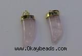 NGP6993 12*40mm - 15*45mm horn rose quartz pendants wholesale