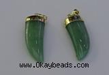 NGP6999 12*40mm - 15*45mm horn green aventurine pendants wholesale