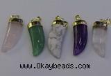 NGP7008 12*40mm - 15*45mm horn mixed gemstone pendants