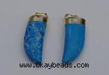 NGP7026 12*35mm - 14*40mm horn white howlite turquoise pendants