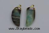 NGP7036 12*35mm - 14*40mm horn amazonite pendants wholesale