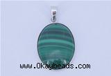 NGP709 16*24mm oval natural malachite with sterling silver pendant