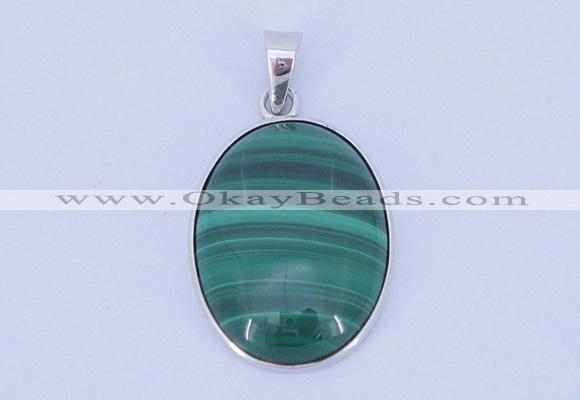 NGP709 16*24mm oval natural malachite with sterling silver pendant