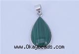 NGP710 14*37mm teardrop natural malachite with sterling silver pendant